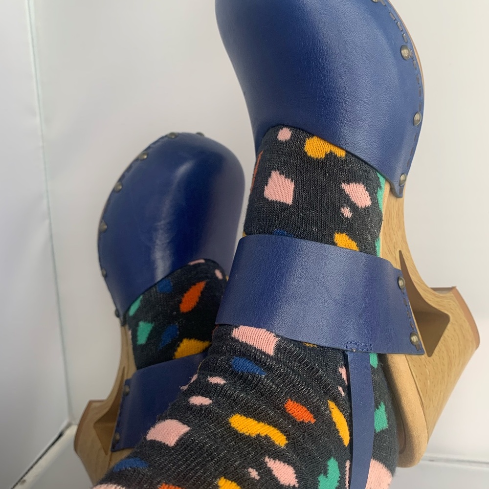 Dansko cushioned bed ankle strap wooden clogs